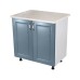 Masca pentru chiuveta cu 2 usi 80 cm Zebra, Alb/MDF Albastru cu blat Travertin, 80 x 85 x 60 cm